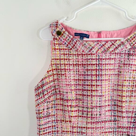 Talbots RSVP Pink Ribbon Tweed Gold Button Shift Dress 12 Petite - Picture 8 of 12